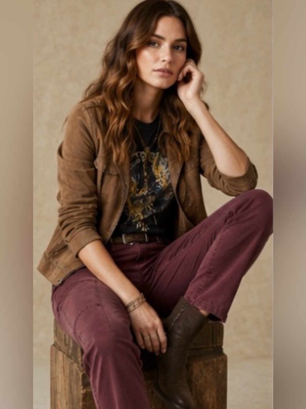 Modern Series Straight Fit Cargo Jeans in Plum Color